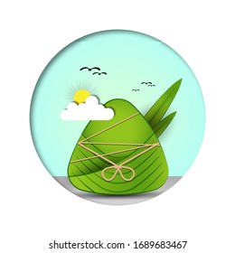 ilustración vectorial de albóndigas gigantes de arroz, festival de botes de dragón.