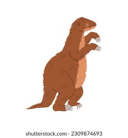 Vector illustration of Giant sloth, ground sloth extinct animal. Concept of prehistoric period animals of ice age, cartoon character hand drawn design style, isolated on white background