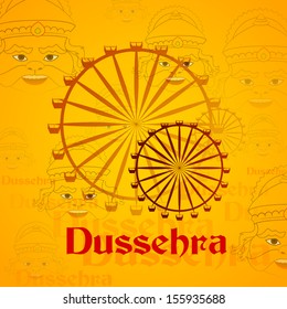 vector illustration of giant wheel in Dussehra mela with Ravana