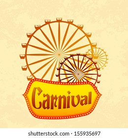 vector illustration of giant wheel in retro carnival poster