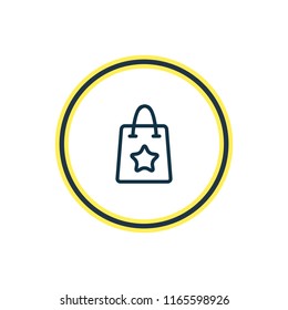 Vector illustration of gift bag icon line. Beautiful party element also can be used as merchandise icon element.