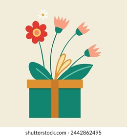 Vector illustration gift box. For birthday, celebration, sale, web page