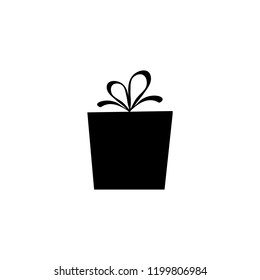 Vector illustration, gift box black silhouette. Can be used for greeting cards, stickers, promotion, banners.