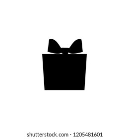 Vector illustration, gift box black silhouette. Can be used for greeting cards, stickers, promotion, banners.