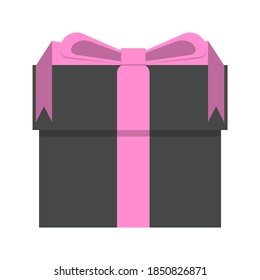 vector illustration of gift box with a combination of black and pink without pattern isolated on white background