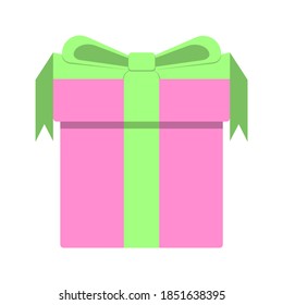 ilustración vectorial de la caja de regalo con una combinación rosa y verde sin patrón aislado en fondo blanco
