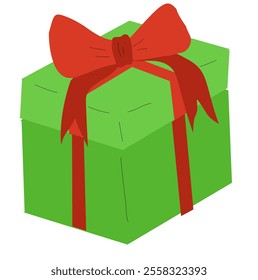 A vector illustration of a gift box with a decorative ribbon and bow, perfect for celebrating occasions like Christmas, birthdays, anniversaries, or festive events.