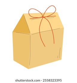 A vector illustration of a gift box with a decorative ribbon and bow, perfect for celebrating occasions like Christmas, birthdays, anniversaries, or festive events.