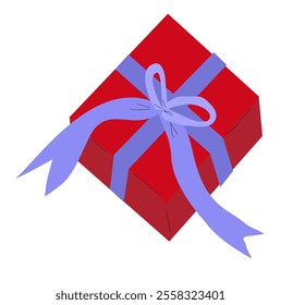 A vector illustration of a gift box with a decorative ribbon and bow, perfect for celebrating occasions like Christmas, birthdays, anniversaries, or festive events.