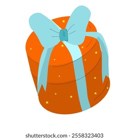 A vector illustration of a gift box with a decorative ribbon and bow, perfect for celebrating occasions like Christmas, birthdays, anniversaries, or festive events.