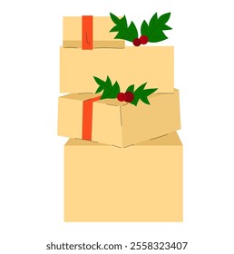 A vector illustration of a gift box with a decorative ribbon and bow, perfect for celebrating occasions like Christmas, birthdays, anniversaries, or festive events.