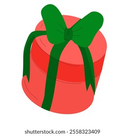 A vector illustration of a gift box with a decorative ribbon and bow, perfect for celebrating occasions like Christmas, birthdays, anniversaries, or festive events.