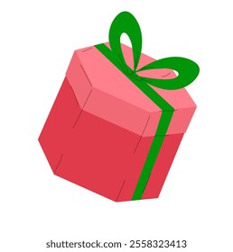 A vector illustration of a gift box with a decorative ribbon and bow, perfect for celebrating occasions like Christmas, birthdays, anniversaries, or festive events.