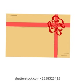 A vector illustration of a gift box with a decorative ribbon and bow, perfect for celebrating occasions like Christmas, birthdays, anniversaries, or festive events.