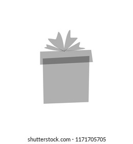 Vector illustration, Gift box gray transparent silhouette. Can be used for coloring and then for greeting cards, stickers, promotion, banners.