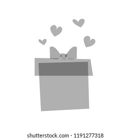 Vector illustration, Gift box gray transparent silhouette. Can be used for coloring and then for greeting cards, stickers, promotion, banners.