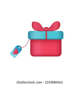 Ilustración vectorial de caja de regalo y corazón. Aislado sobre fondo blanco