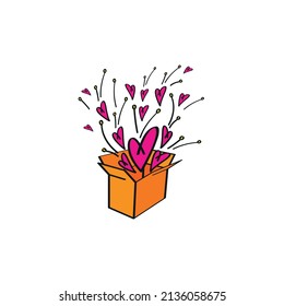 Vector illustration of gift box with hearts inside