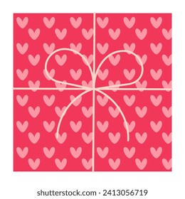 Ilustración vectorial de la caja de regalo con corazones para el Día de San Valentín