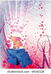ilustración vectorial de caja de regalo con corazones