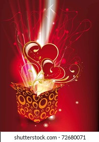 vector illustration of gift box with hearts