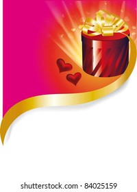ilustración vectorial de caja de regalo con corazones