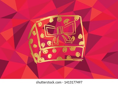 Vector Illustration of Gift Box For Holidays Icon with Red Polygon and Geometric. Graphic Design for Template, Layout, Background, Poster and More.