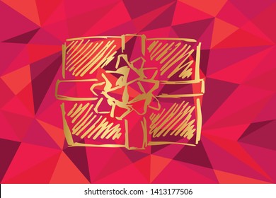 Vector Illustration of Gift Box For Holidays Icon with Red Polygon and Geometric. Graphic Design for Template, Layout, Background, Poster and More.
