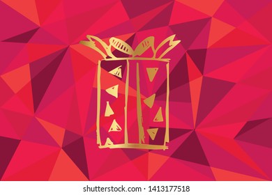 Vector Illustration of Gift Box For Holidays Icon with Red Polygon and Geometric. Graphic Design for Template, Layout, Background, Poster and More.