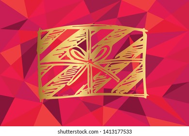 Vector Illustration of Gift Box For Holidays Icon with Red Polygon and Geometric. Graphic Design for Template, Layout, Background, Poster and More.