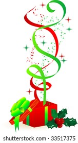 Vector illustration of gift box with holly