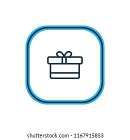 Vector illustration of gift box icon line. Beautiful party element also can be used as surprise icon element.