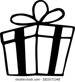 Vector illustration gift box gift new year christmas giving black on white background isolated