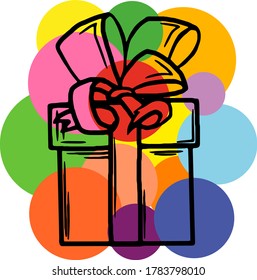 vector illustration of gift box on the color background