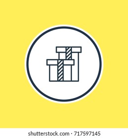 Vector Illustration Of Gift Box Outline. Beautiful Party Element Also Can Be Used As Present Element.
