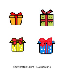 vector Illustration of gift box  in pixcel sty