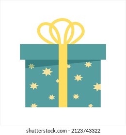 Ilustración vectorial de la caja de regalo con cinta en estilo de dibujo plano. Colorida caja de regalo para el evento de celebración