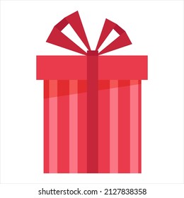 Ilustración vectorial de la caja de regalo con cinta en estilo de dibujo plano. Colorida caja de regalo para el evento de celebración