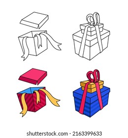 Vector illustration of gift box with ribbon. Suitable for design element of birthday gift, party surprise, and prsent package.