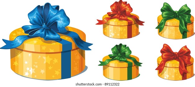 Vector illustration of a gift box with ribbon on white background