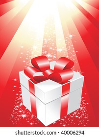 Vector illustration of a gift box with shiny background