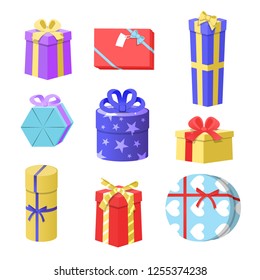 Vector Illustration of Gift Boxes, christmas gift boxes set