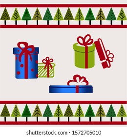  Vector illustration gift boxes for christmas decoration, greeting card, banner. Isolated background.Creative idea.Art line.Doodle.EPS10