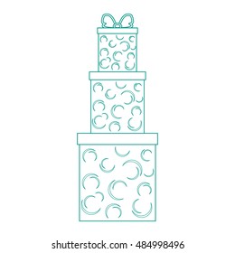 Vector illustration of gift boxes decorated snowflakes on white background made in line style.
Design element for postcard, invitation, banner, flyer.

