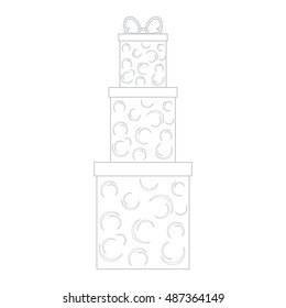 Vector illustration of gift boxes decorated snowflakes on white background made in line style.
Design element for postcard, invitation, banner, flyer.
