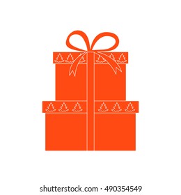 Vector illustration of gift boxes decorated Christmas trees. Design element for postcard, invitation, banner, flyer or other polygraphy and design.