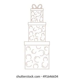 Vector illustration of gift boxes decorated snowflakes on white background made in line style.
Design element for postcard, invitation, banner, flyer.
