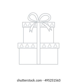 Vector illustration of gift boxes decorated Christmas trees. Design element for postcard, invitation, banner, flyer or other polygraphy and design.