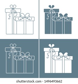 Vector illustration with gift boxes. Happy new year 2020, Merry Christmas, Valentine's day, birthday, Mother's day, Father's day, boxing day. Shopping, sale.