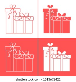 Vector illustration with gift boxes. Happy new year 2020, Merry Christmas, Valentine's day, birthday, Mother's day, Father's day, boxing day. Shopping, sale.